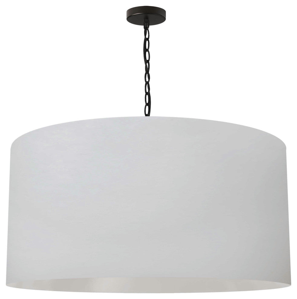 1 Light X-Large Braxton Black Pendant w/ White Shade