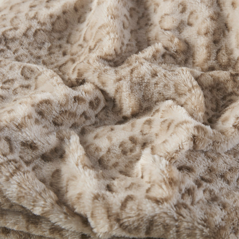 Madison Park Zuri Oversized Faux Fur Throw, Leopard