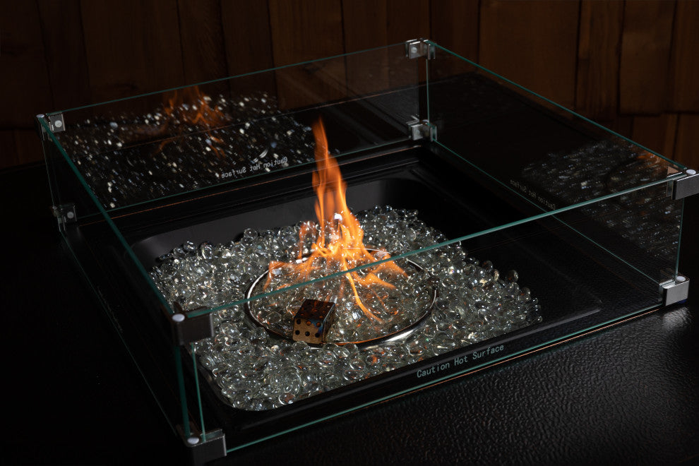 Tempered Glass Wind Guard For Square Fire Pits