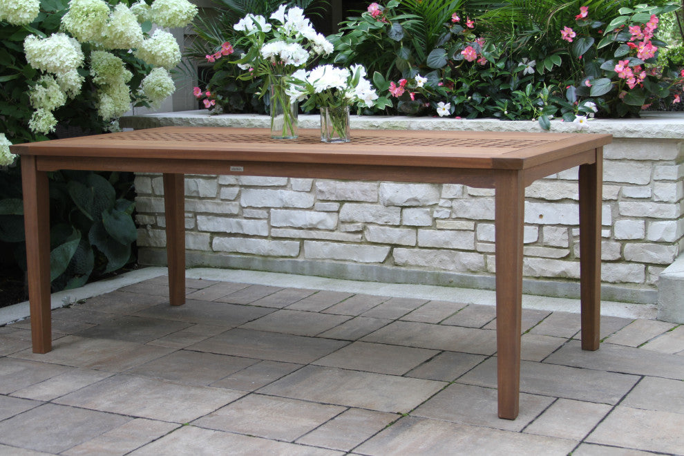 6-Piece Eucalyptus Checkerboard Dining Set With Wicker Stacking Chairs