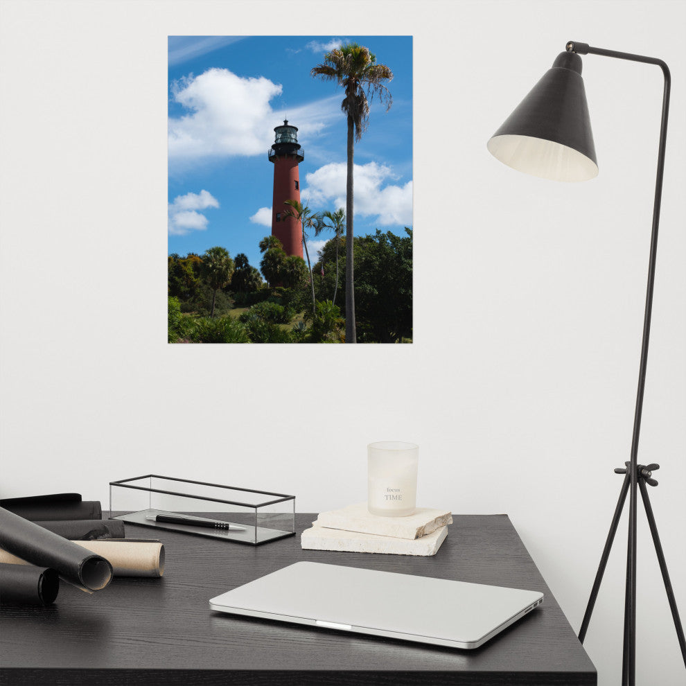Jupiter Lighthouse Color Unframed Coastal Landscape Photo Wall Art Print, 16" X 20"