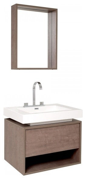Fresca Potenza 28" Gray Oak Modern Bathroom Vanity With Pop Open Drawer