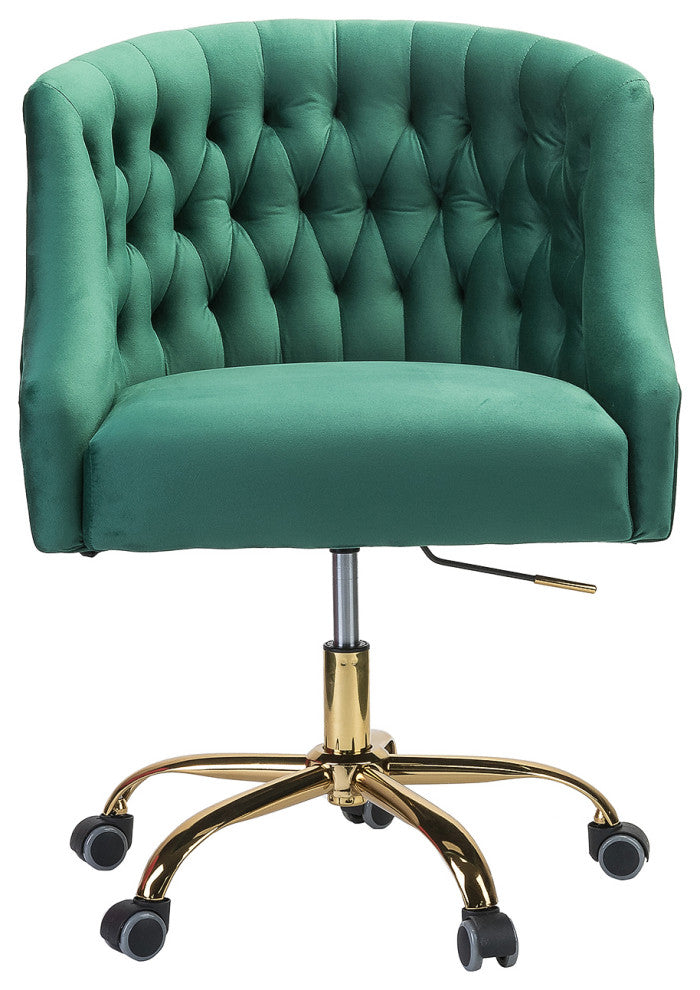 Home Office Swivel Chair with Button-Tufted Back, Green