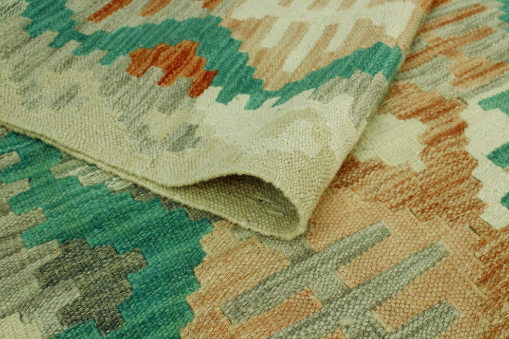 Sun Faded Kilim Farzaneh Ivory/Rust Runner, 2'7x9'8
