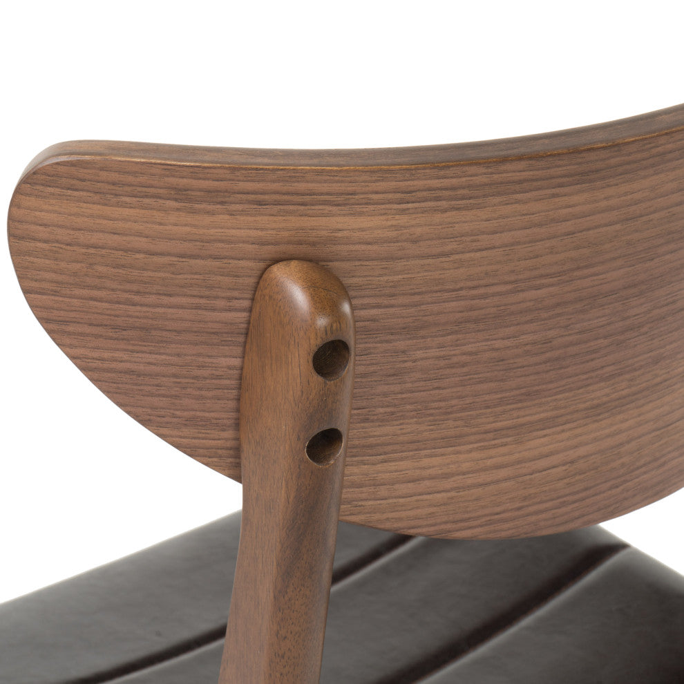 GDF Studio 5-Piece Adelade Brown Leather Wood Curved Leg Dining Set