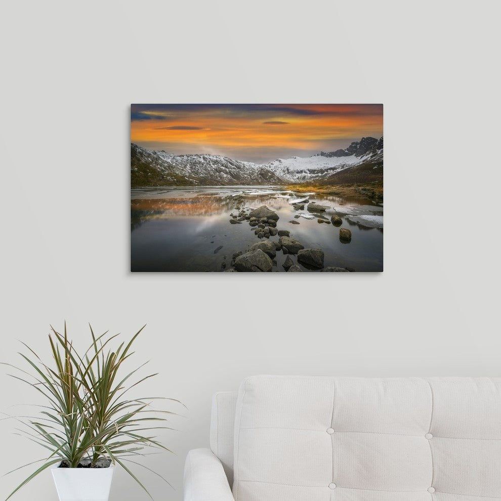 "Lofoten Warm Sunset" Wrapped Canvas Art Print, 24"x16"x1.5"