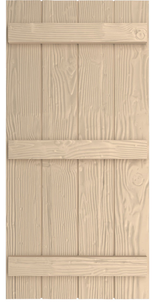 Rustic 4 Board Joined B-N-B Faux Wood Shutters, Sandblasted, 22x80"