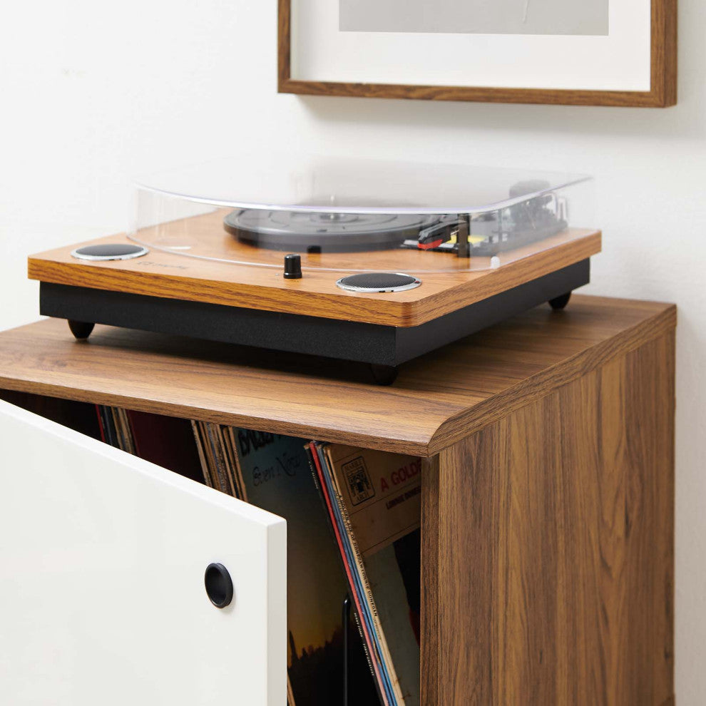 Sofa Side Table Display Stand, Wood, Brown Walnut White, Modern, Lounge
