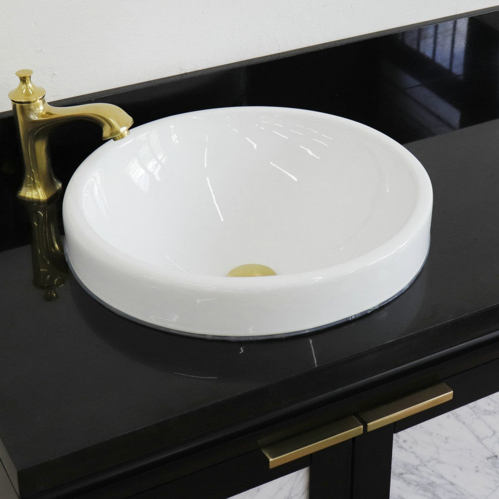 43" Single Vanity, Black Finish With Black Galaxy