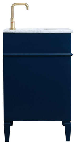 Home Living Vanity with Carrara White Marble Countertop, Blue, 30", Single Sink