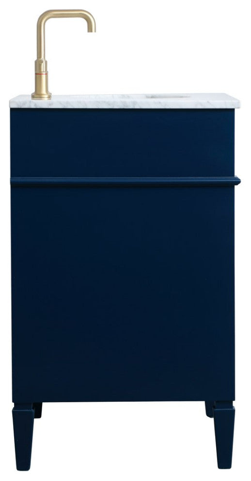 Home Living Vanity with Carrara White Marble Countertop, Blue, 30", Single Sink