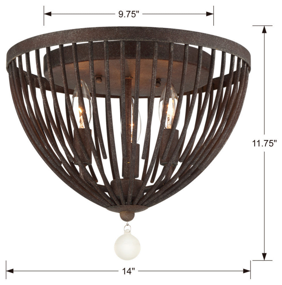 Duval Three Light Ceiling Mount in Forged Bronze