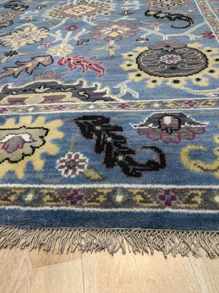 Hand-Knotted Wool Blue Traditional Modern Knot Rug, 8'x10