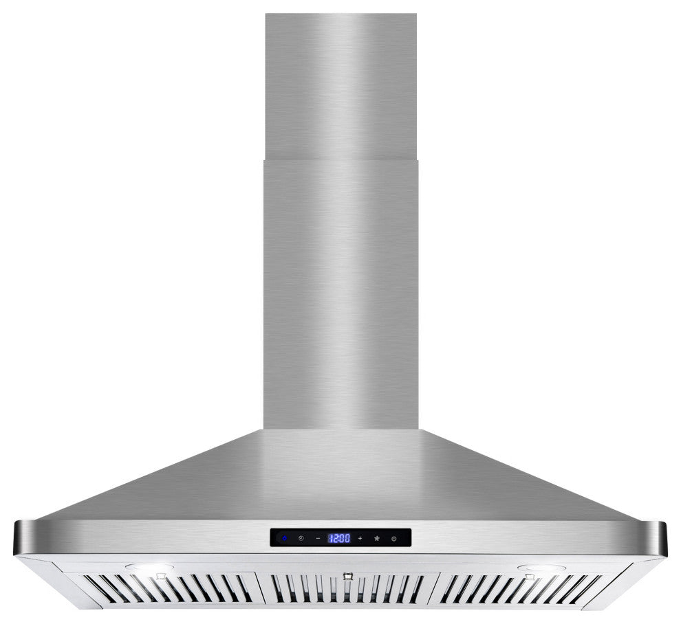 Cosmo Ducted Wall Mount Range Hood in Stainless Steel, Permanent Filters, 36"