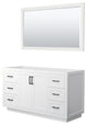 60" Single Bathroom Vanity, White, No Countertop, Black Trim, 58" Mirror