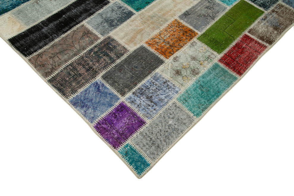 Rug N Carpet - Hand-Knotted Turkish 6' 7" x 9' 11" Contemporary Patchwork Rug