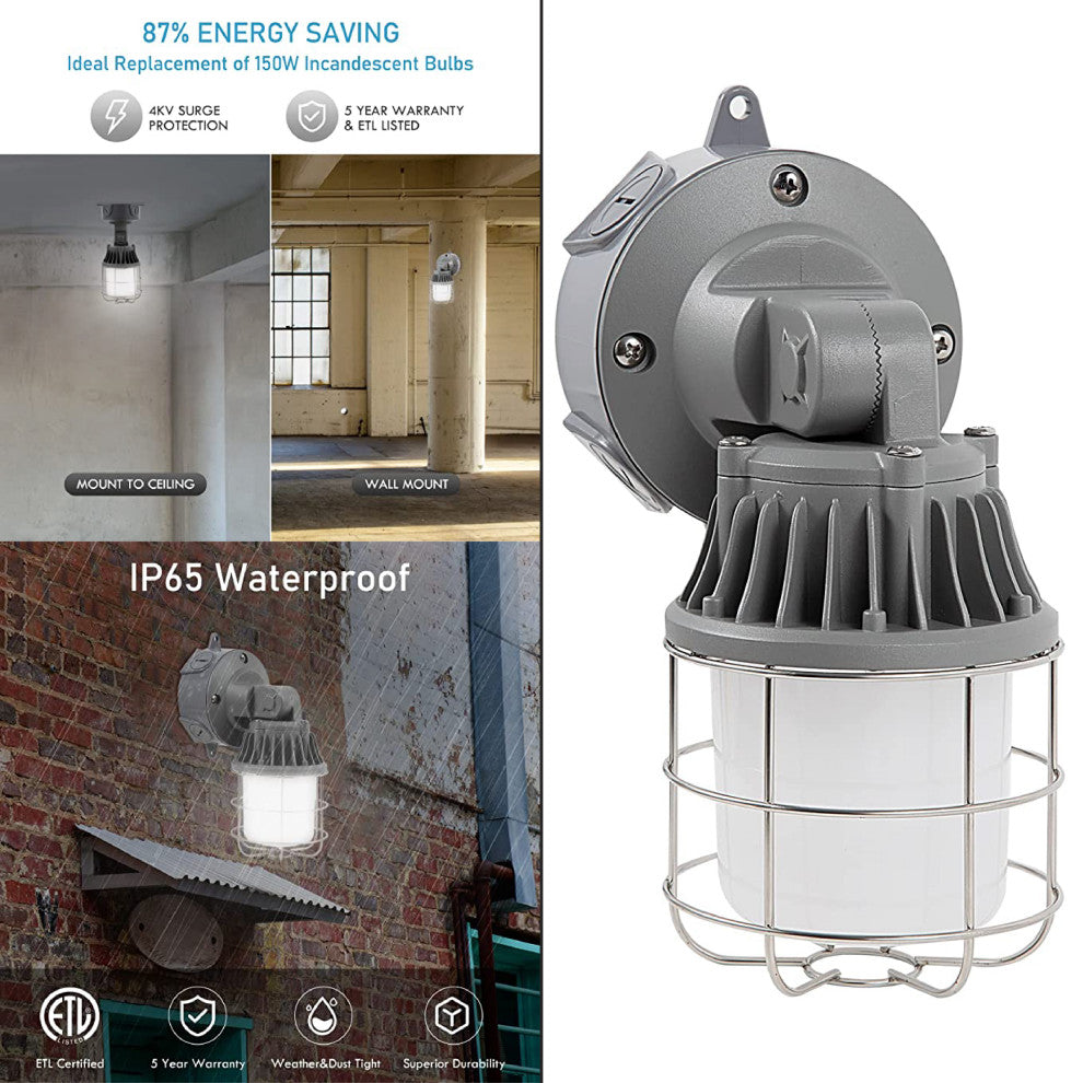1 Pack industrial light fixture Gray led fixtures Aluminum wall lantern lights