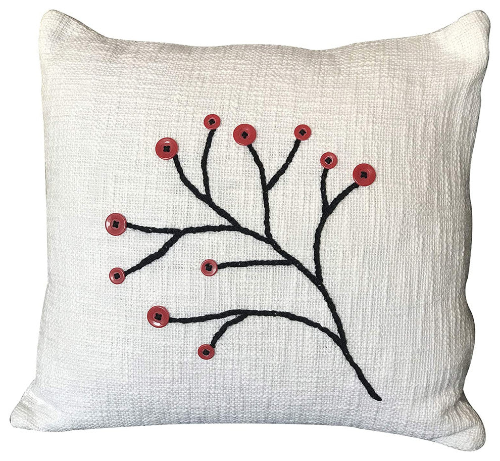 DecorShore White Black Red Decorative Cotton Throw Pillow Cover | 18 X 18 inch