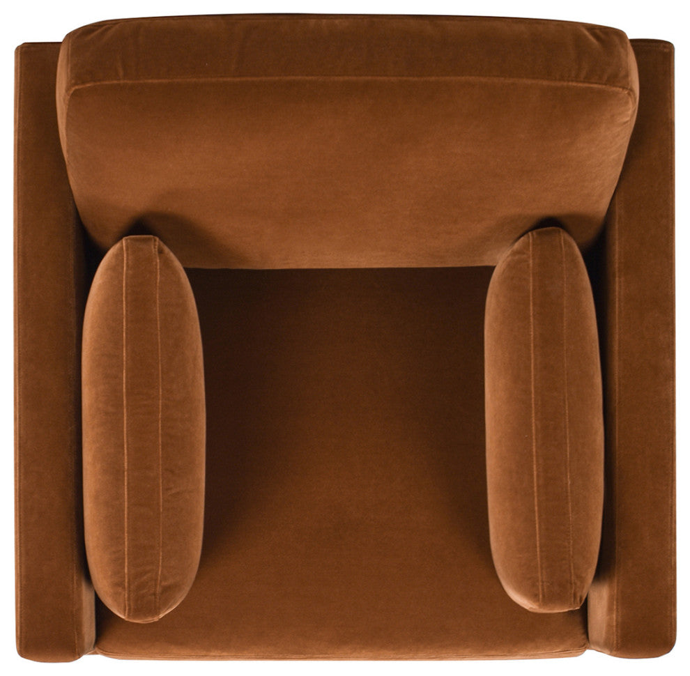 Knox 36" Modern Farmhouse Arm Chair, Burnt Orange Performance Velvet