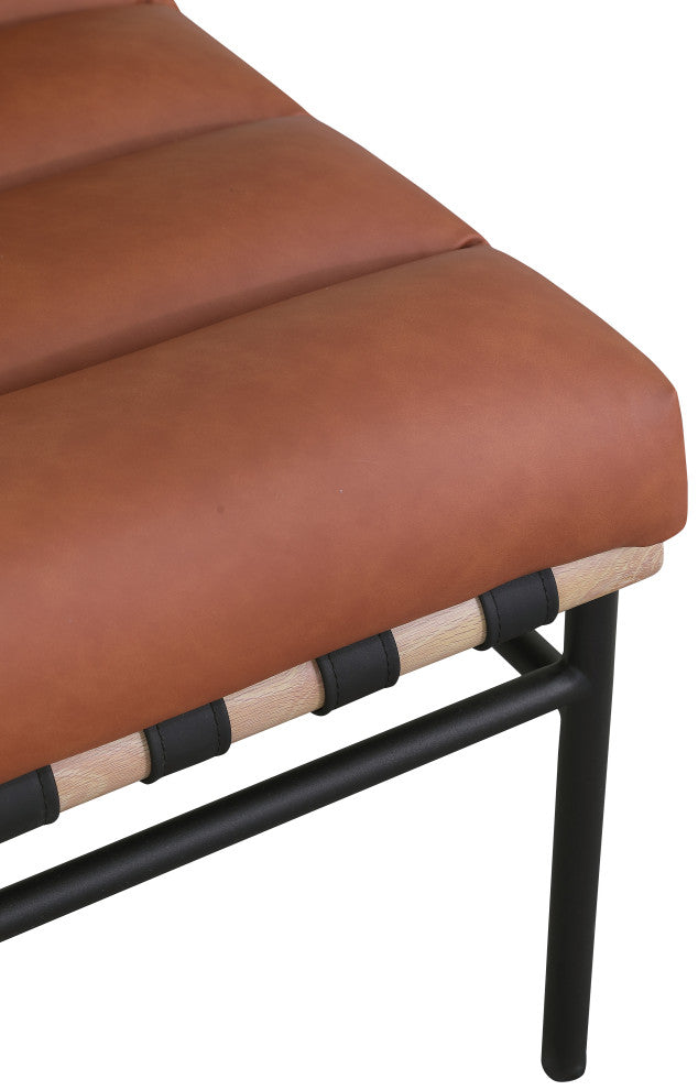 Burke Upholstered Accent Chair, Cognac, Vegan Leather, White Oak