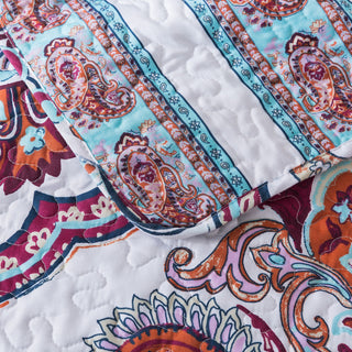 Bohemian Coconut White Sky Beach Vibes Floral Paisley Bedspread Set, California