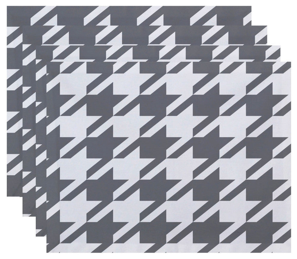 Houndstooth Geometric Print Placement, Classic Gray, Set of 4