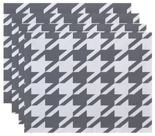 Houndstooth Geometric Print Placement, Classic Gray, Set of 4