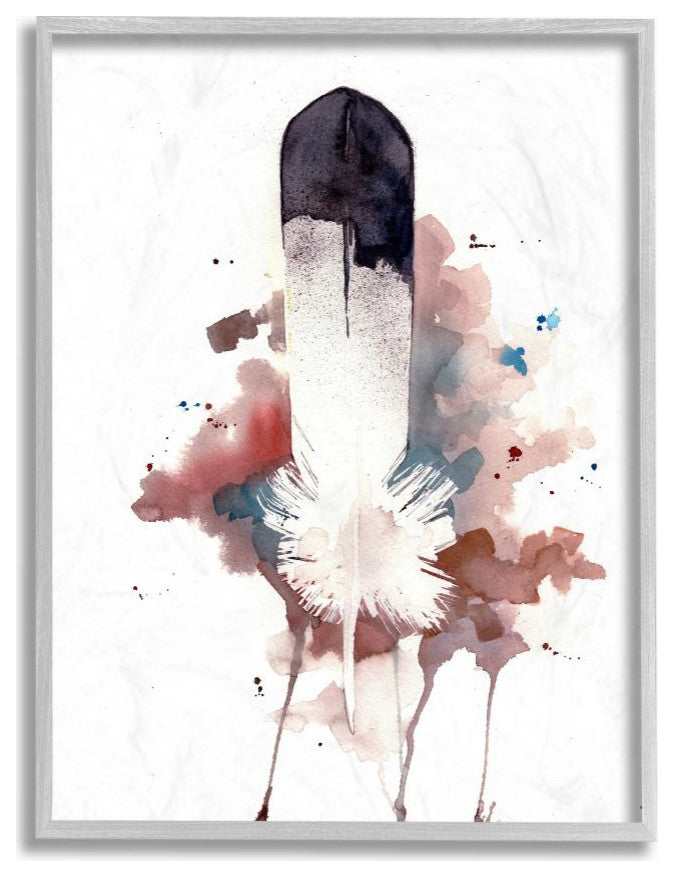 Bird Feather Abstract Watercolor Painting, 11"x14"