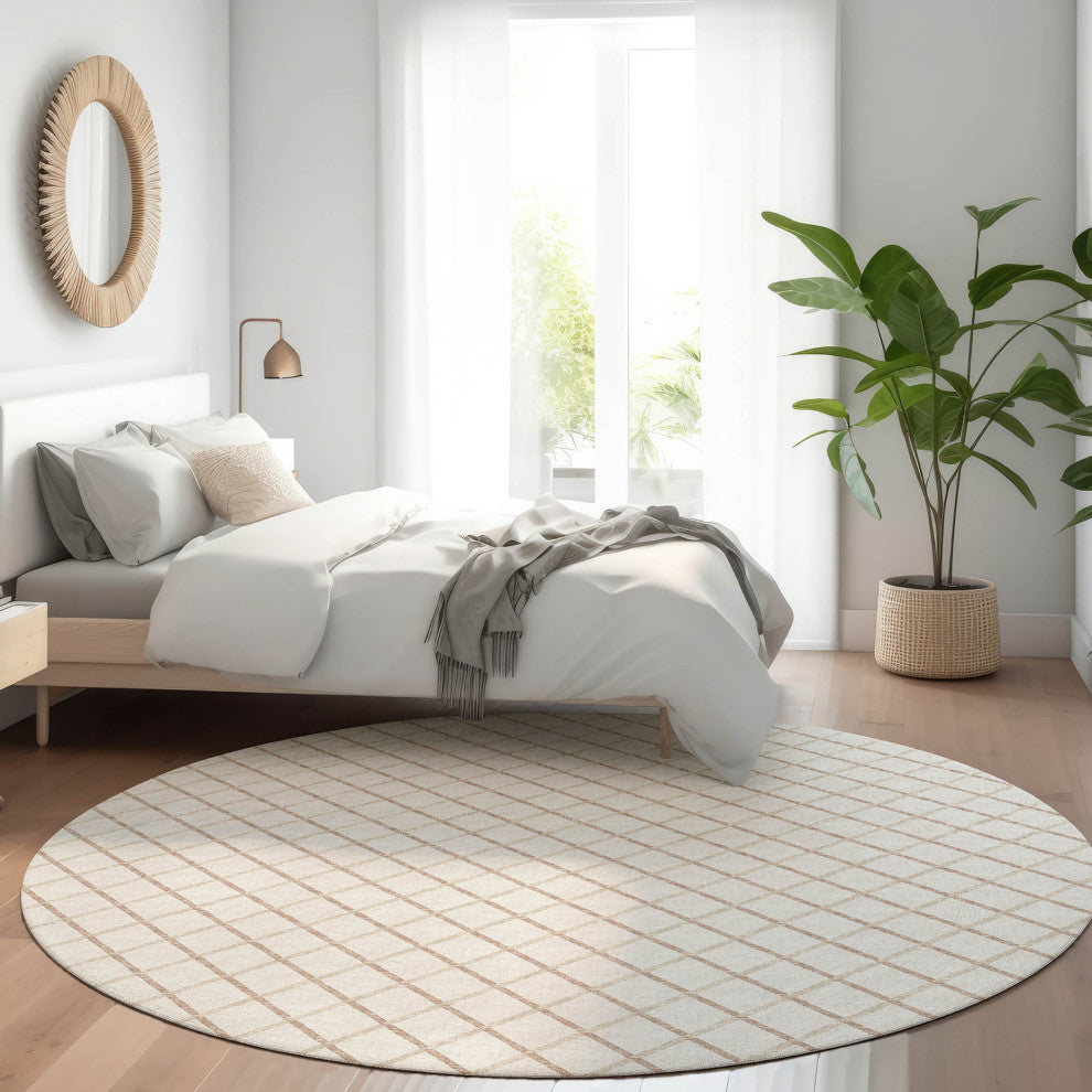Indoor/Outdoor York YO1 Ivory Machine Washable 6' x 6' Rug