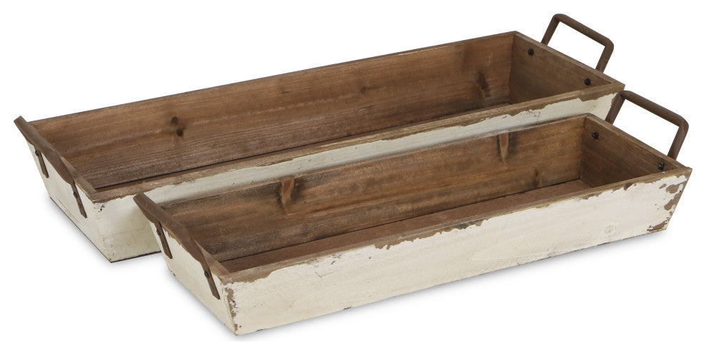 Tapered Wooden Desk Organizers, Set of 2