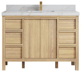 Elizabeth Oak 48" Single Sink Vanity, White 2" Calacatta Sienna