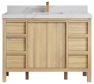 Elizabeth Oak 48" Single Sink Vanity, White 2" Calacatta Sienna