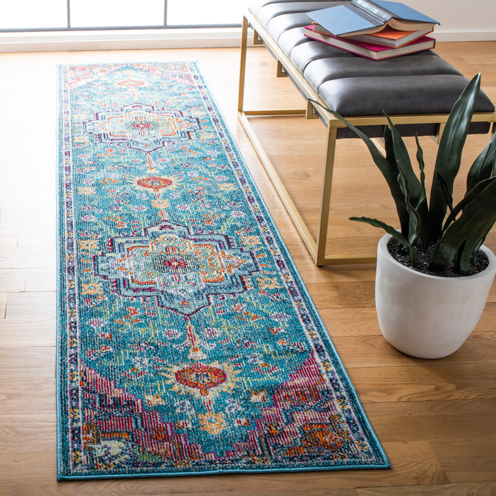 Safavieh Crystal CRS501T Rug, Teal/Rose, 2'2" X 21'