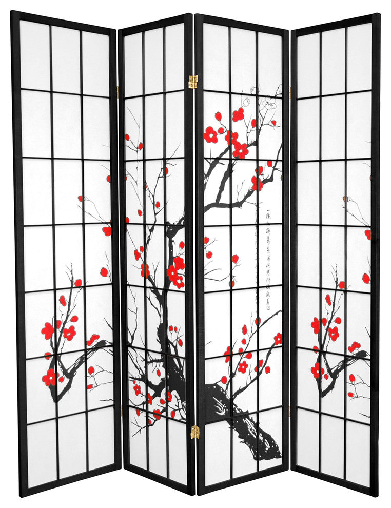 6' Tall Flower Blossom Divider, Black, 4 Panels