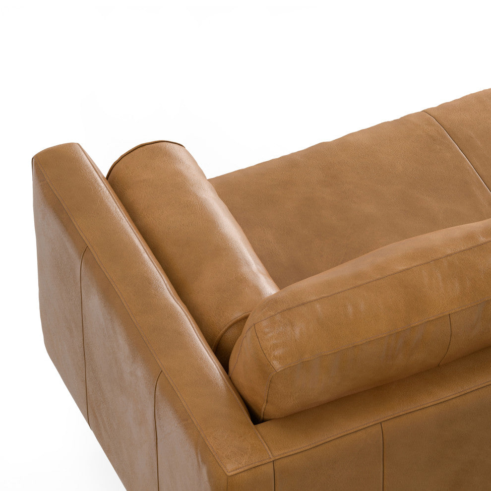 Morrison Mid Century Left Sectional Wide Sofa Tightly Woven Performance Fabric, Sienna