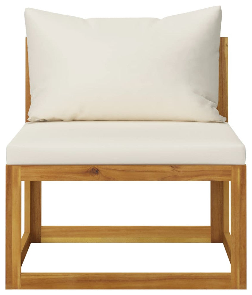 vidaXL 3 Piece Patio Lounge Set With Cream Cushions Solid Acacia Wood