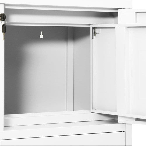 vidaXL Office Cabinet White 40.2" Steel Office File Storage Cabinet Furniture