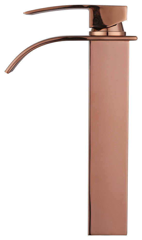 Raina 10" Single Hole Vessel Sink Bathroom Faucet, Polished Rose Gold