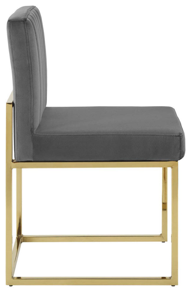 Carriage Dining Chair Performance Velvet Set of 2 - Gold Charcoal