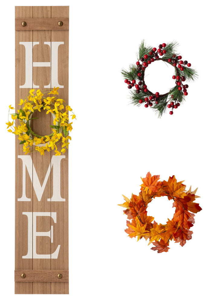 42"H Spring Wooden "HOME" Porch Sign With Wreath