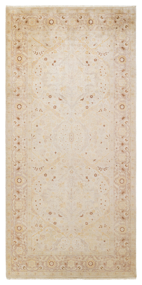 Eclectic, One-of-a-Kind Hand-Knotted Area Rug Ivory, 6'1"x12'5"