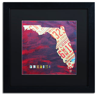 "Florida License Plate" Matted Framed Canvas Art by Design Turnpike