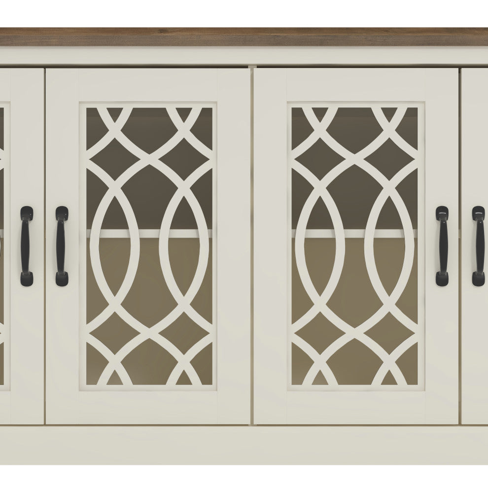 Raccon 59.1 in. TV Stand Fits TV's up to 65 in., Ivory With Knotty Oak