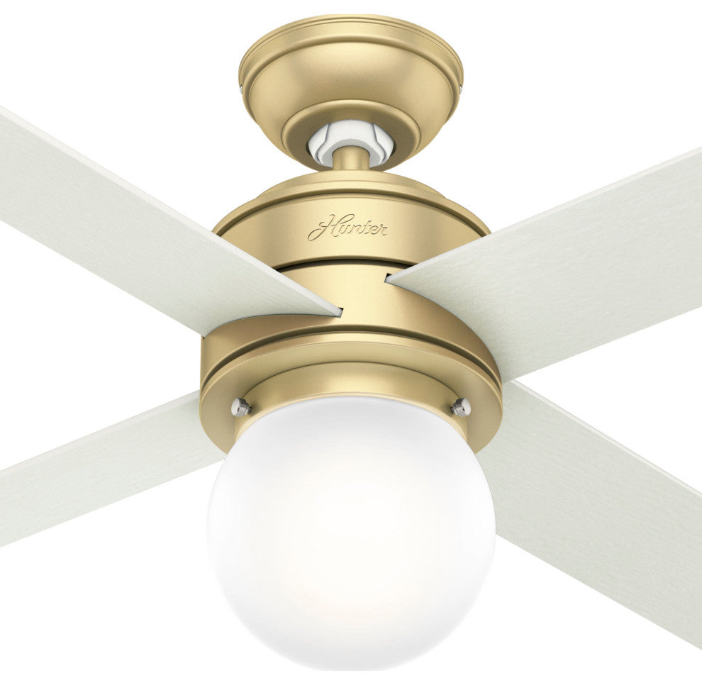 Hunter 44" Hepburn Modern Brass Ceiling Fan With Light Kit and Wall Control