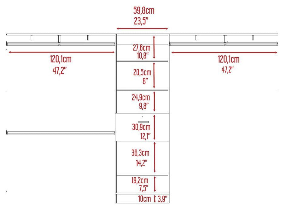 Zamora 70"W - 118"W Closet System, Black