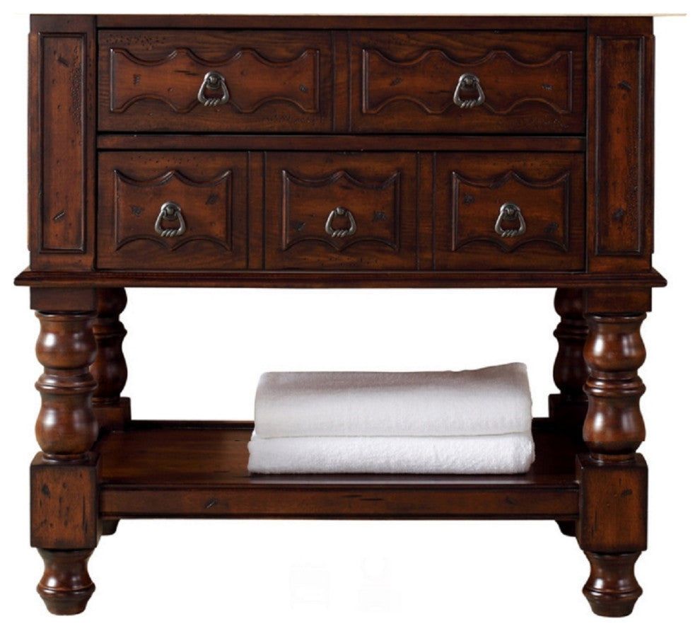 Castilian 36" Single Vanity Cabinet, Aged Cognac