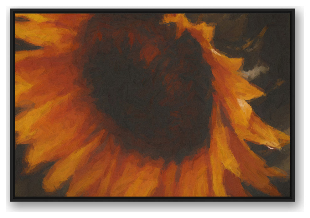 Dark Sunflower 48x32 Black Floating Framed Canvas