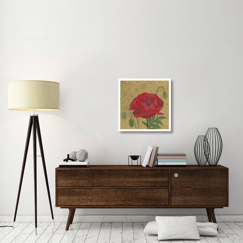 "Poppy with Pattern" Digital Paper Print by Kathrine Lovell, 26"x26"