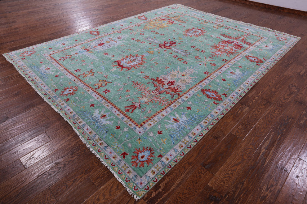 Turkish Oushak Handmade Wool Rug 9' 1" X 12' 1" - Q13379