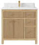 Sonoma 36 Center Sink Bath Vanity in Light Natural Teak with 1.5" Empira Quartz